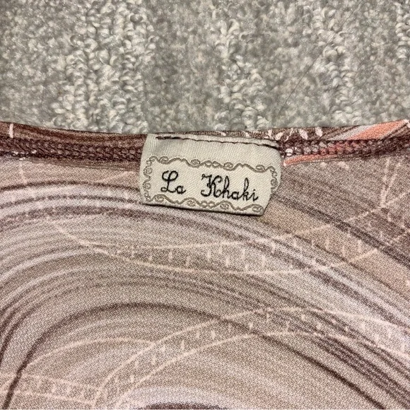 La Khaki Y2K Long Sleeve Sweetheart Neck Asymmetrical Blouse Fairy Women’s Sz 3X - Picture 6 of 7